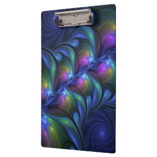 Colourful Luminous Abstract Blue Pink Green Fracta Clipboard