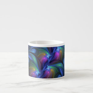 Colourful Luminous Abstract Blue Pink Green Fracta Espresso Cup