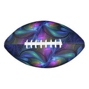 Colourful Luminous Abstract Blue Pink Green Fracta Football
