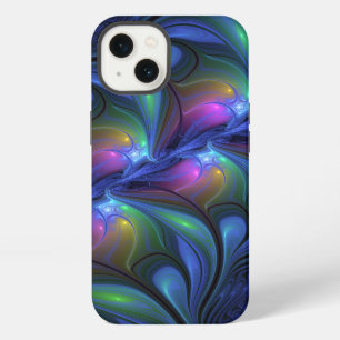 Colourful Luminous Abstract Blue Pink Green Fracta iPhone 13 Case