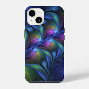 Colourful Luminous Abstract Blue Pink Green Fracta iPhone 14 Case