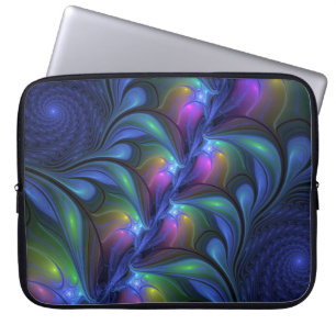 Colourful Luminous Abstract Blue Pink Green Fracta Laptop Sleeve
