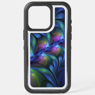 Colourful Luminous Abstract Blue Pink Green Fracta iPhone 15 Pro Max Case