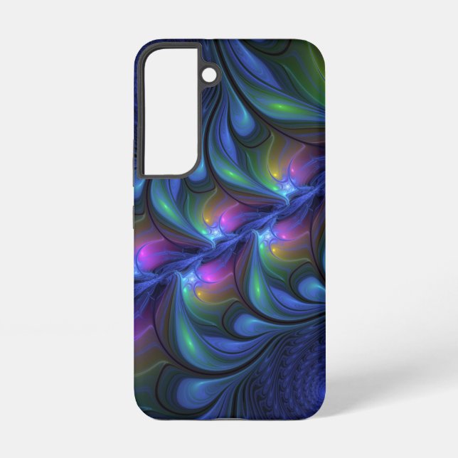 Colourful Luminous Abstract Blue Pink Green Fracta Samsung Galaxy S22 Case (Back)
