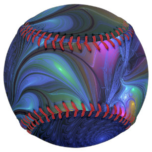 Colourful Luminous Abstract Blue Pink Green Fracta Softball