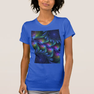 Colourful Luminous Abstract Blue Pink Green Fracta T-Shirt