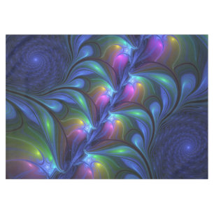 Colourful Luminous Abstract Blue Pink Green Fracta Tablecloth