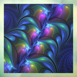 Colourful Luminous Abstract Blue Pink Green Fracta Window Cling