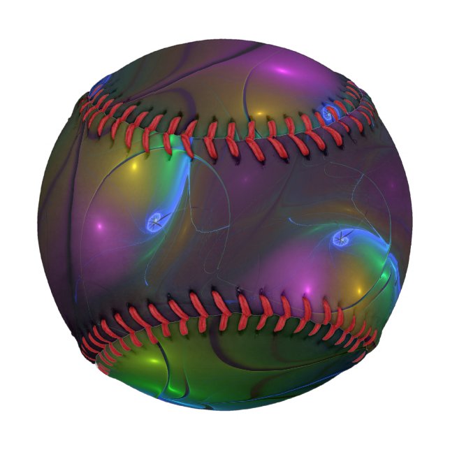 Colourful Luminous Abstract Modern Fractal Art Baseball (Front)