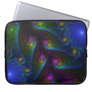 Colourful Luminous Abstract Modern Fractal Art Laptop Sleeve