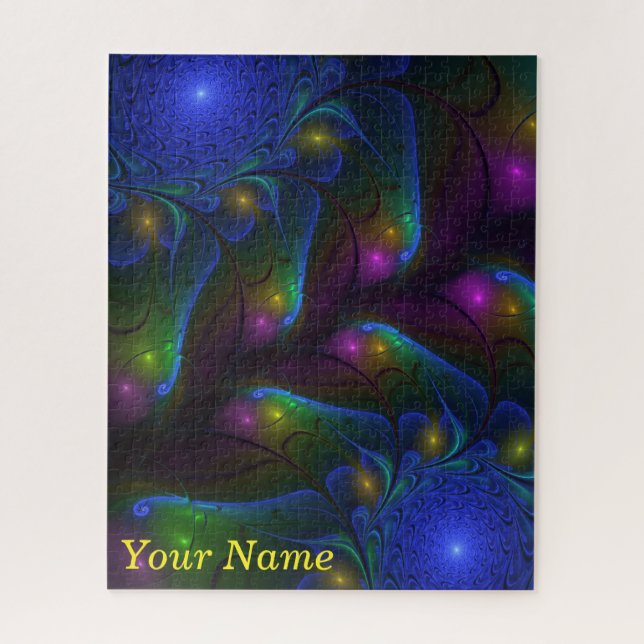 Colourful Luminous Abstract Modern Fractal Art Nam Jigsaw Puzzle (Vertical)