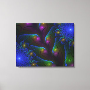 Colourful Luminous Abstract Modern Trippy Fractal Canvas Print