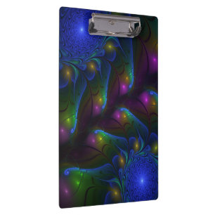 Colourful Luminous Abstract Modern Trippy Fractal Clipboard