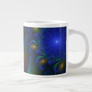 Colourful Luminous Abstract Modern Trippy Fractal Large Coffee Mug