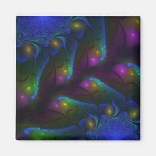Colourful Luminous Abstract Modern Trippy Fractal Magnet