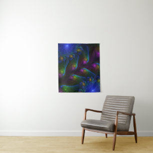 Colourful Luminous Abstract Modern Trippy Fractal Tapestry