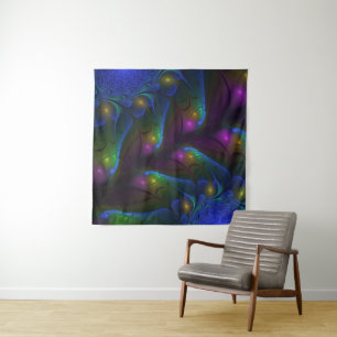 Colourful Luminous Abstract Modern Trippy Fractal Tapestry