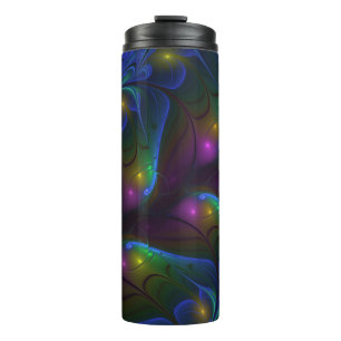 Colourful Luminous Abstract Modern Trippy Fractal Thermal Tumbler