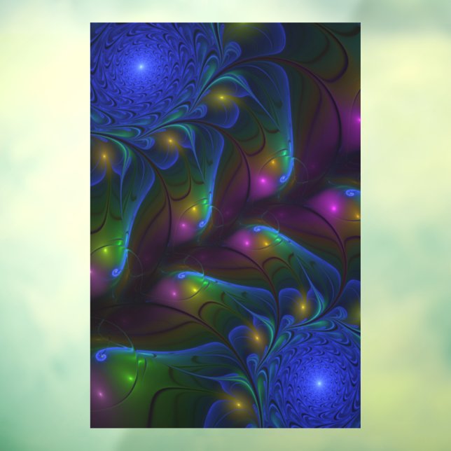 Colourful Luminous Abstract Modern Trippy Fractal Window Cling (Sheet 3)
