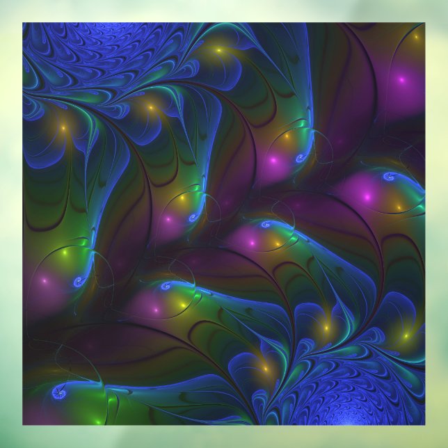 Colourful Luminous Abstract Modern Trippy Fractal Window Cling (Sheet 3)