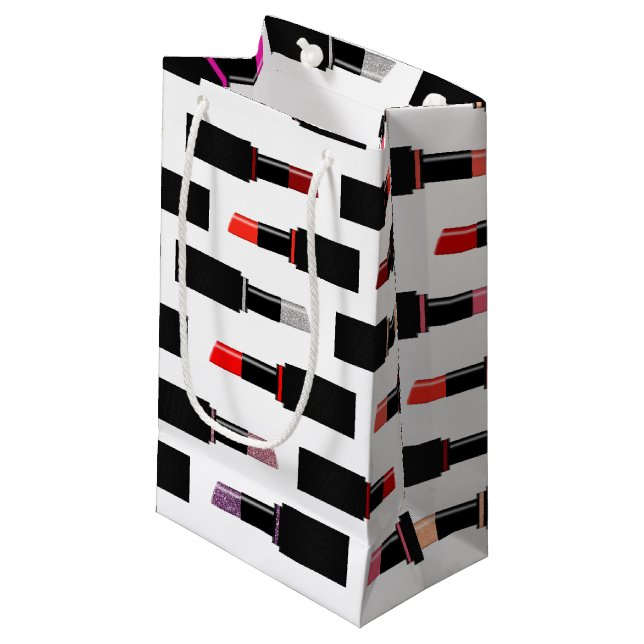 Colourful Lux Lipstick Makeup Cosmetics Pattern Small Gift Bag (Front Angled)