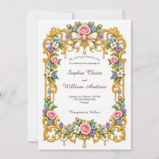 Colourful Luxe Vintage Garden Wedding Invitation