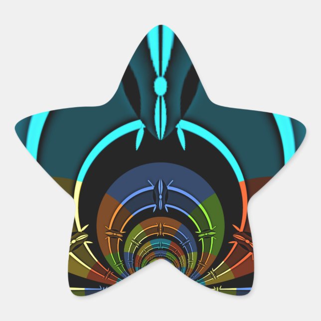 Colourful Maasai Shield Design Star Sticker (Front)