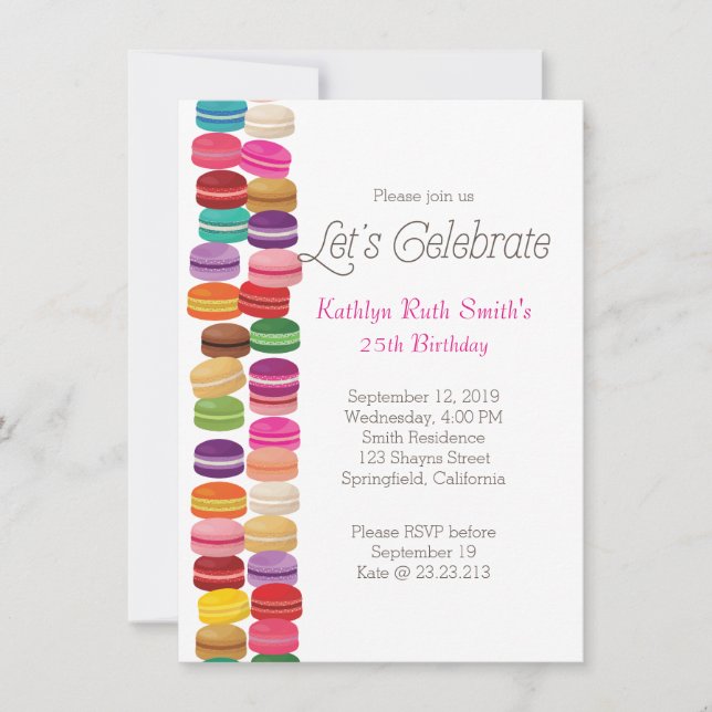 Colourful Macaron Birthday Invitation (Front)