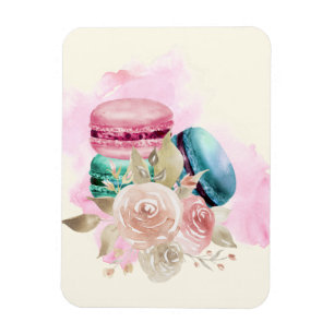 Colourful Macarons and Flowers Watercolor Magnet