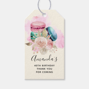 Colourful Macarons and Flowers Watercolor Thank Yo Gift Tags