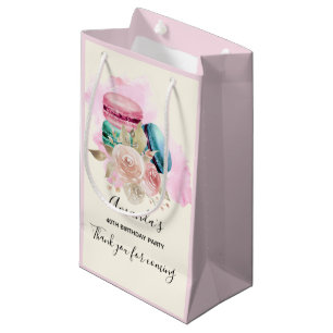 Colourful Macarons and Flowers Watercolor Thank Yo Small Gift Bag