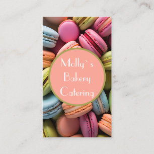 colourful macarons background bakery business card
