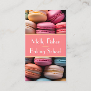colourful macarons background bakery business card