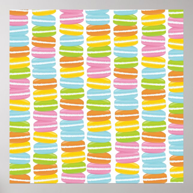 Colourful Macarons Stack Pattern Poster (Front)