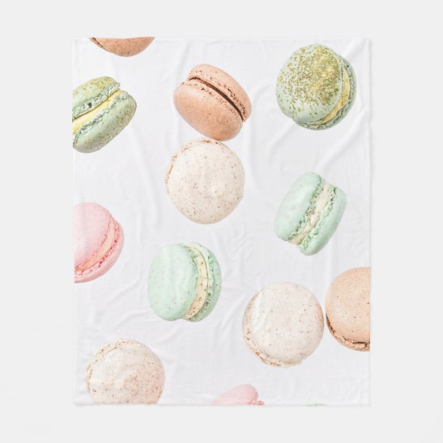 Colourful Macarons: Sweet Falling Pattern. Fleece Blanket (Front)