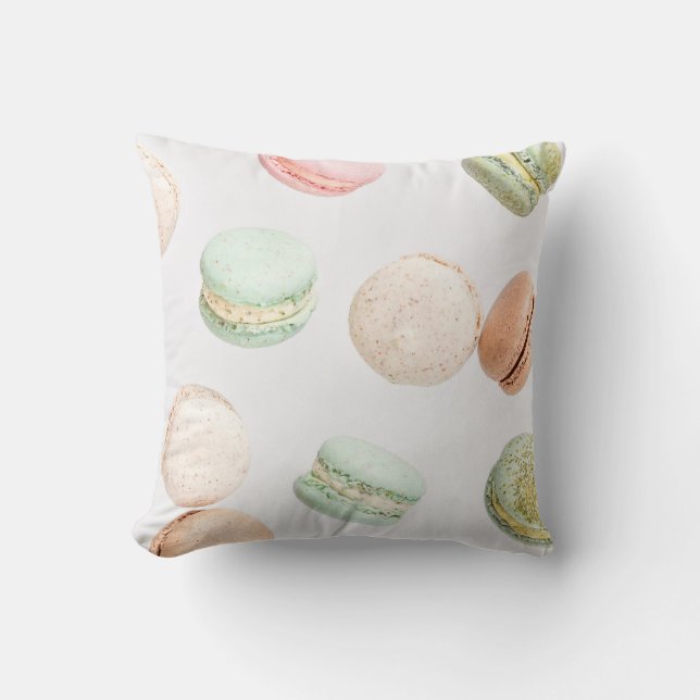 Colourful Macarons: Sweet Falling Pattern. Throw Pillow (Front)