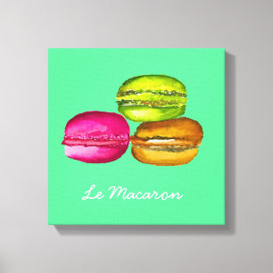 Colourful Macarons watercolor art funky Canvas Print