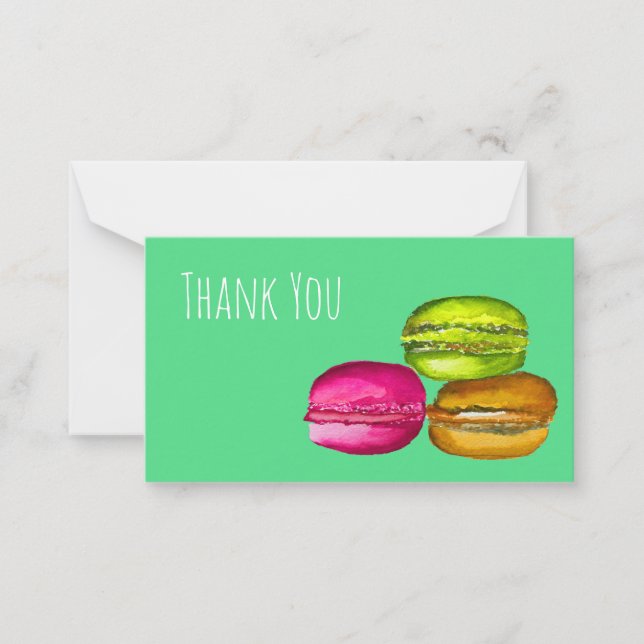 Colourful Macarons watercolor art funky Card (Front)
