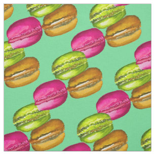 Colourful Macarons watercolor art funky Fabric
