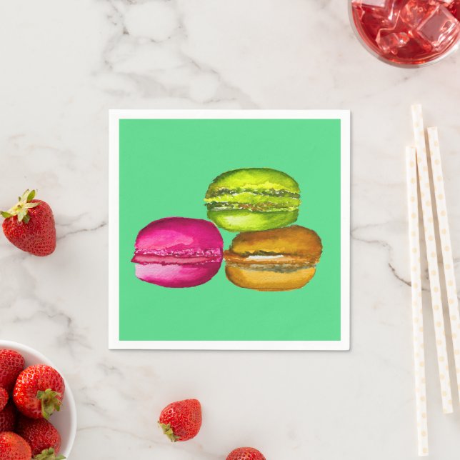 Colourful Macarons watercolor art funky Napkin (Insitu)