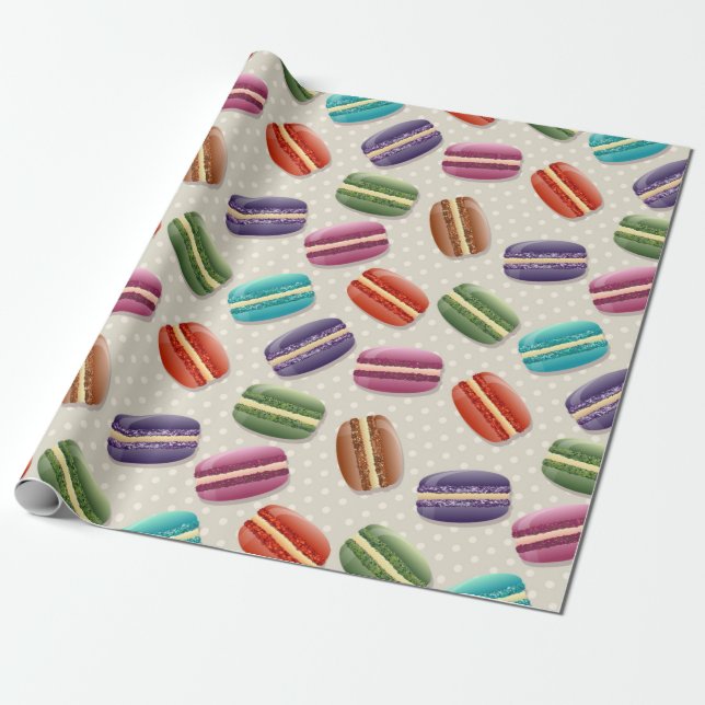 Colourful Macarons Wrapping Paper (Unrolled)