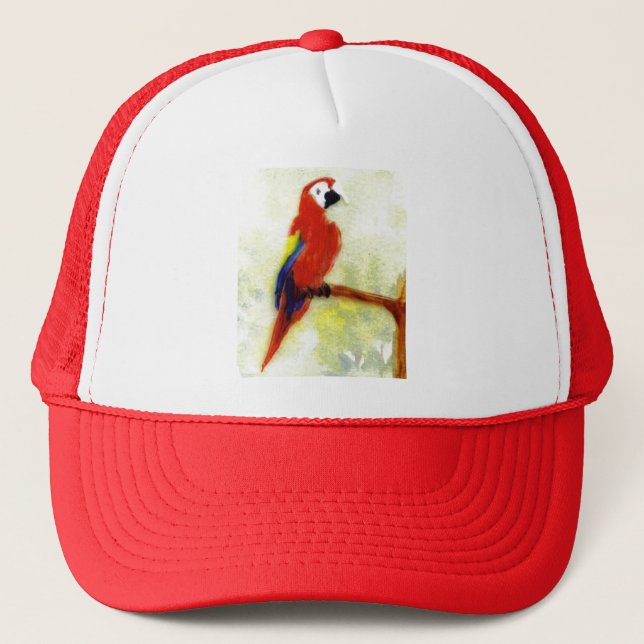Colourful Macaw Bird Art Trucker Hat (Front)