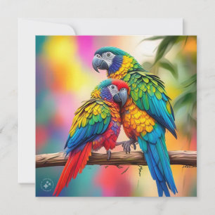 Colourful Macaw Parrots On A Branch-45739 Invitation