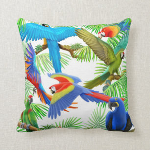 Colourful Macaw Parrots Pillow