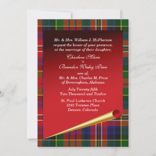 Colourful MacPherson Tartan Plaid Wedding Invitation