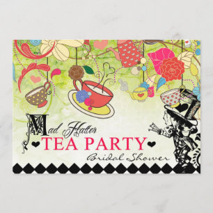 Colourful Mad Hatter Bridal Shower Invitation