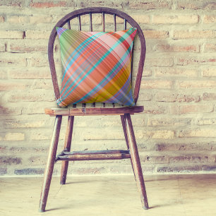 Colourful Madras Plaid Pattern Throw Pillow