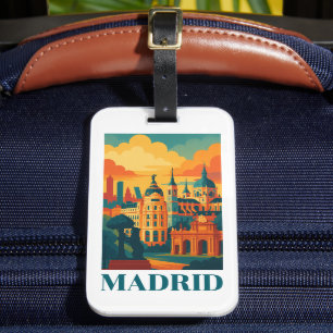 Colourful Madrid Spain Vintage Travel Luggage Tag