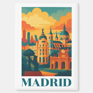 Colourful Madrid Spain Vintage Travel Magnet
