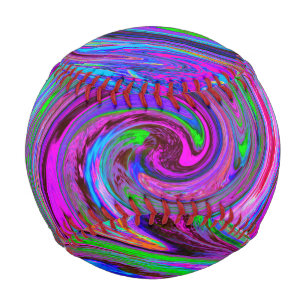 Colourful Magenta Swirl Retro Abstract Design Baseball